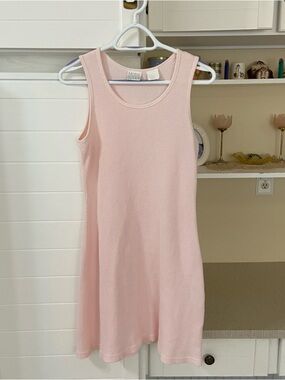 Vintage Baby Pink Sleeveless Ribbed Dress